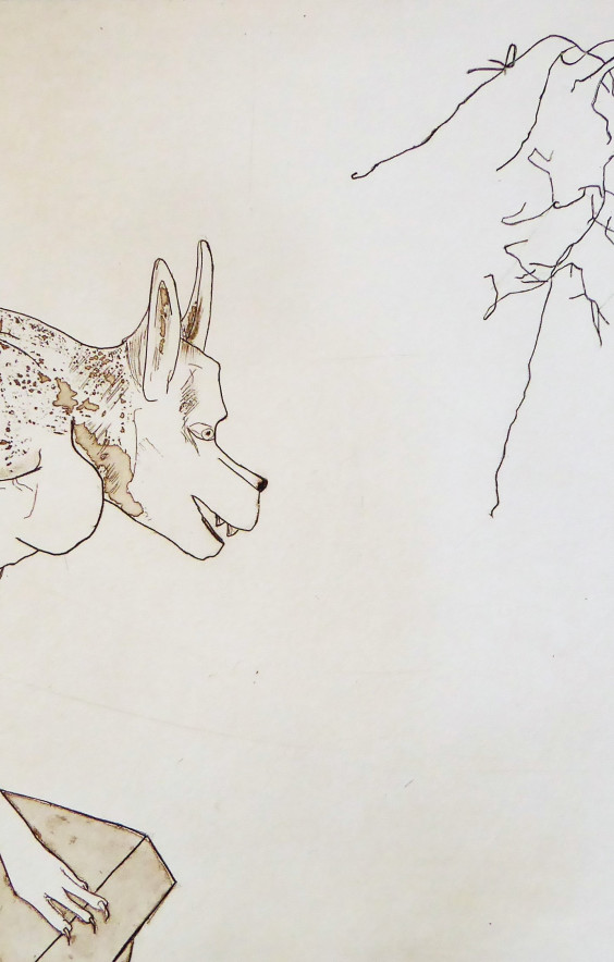 Gárgula e planície vertical · água forte, buril e água tinta de açúcar